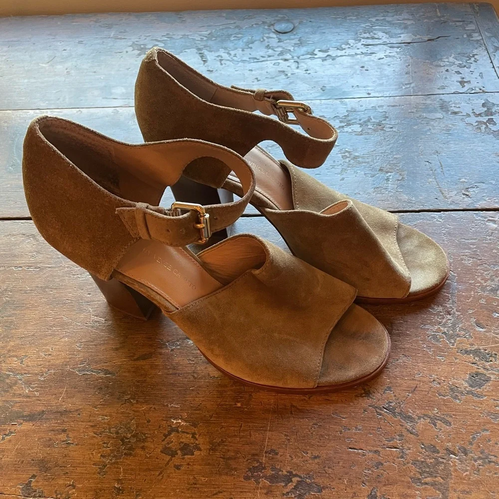 Vince Camuto Signature Suede Block Heels with Strap - Picture 1 of 9